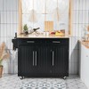 Costway Kitchen Island Trolley Cart Wood Top Rolling Storage Cabinet w/Knife Block Black - 3 of 4