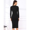 INSPIRE CHIC Women's V Neck Long Sleeve Button Decor Knit Midi Bodycon Sweater Dress - 3 of 4