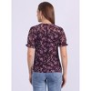 INSPIRE CHIC Women's Chiffon Short Sleeve Ruffled Trim Floral Blouse - 4 of 4