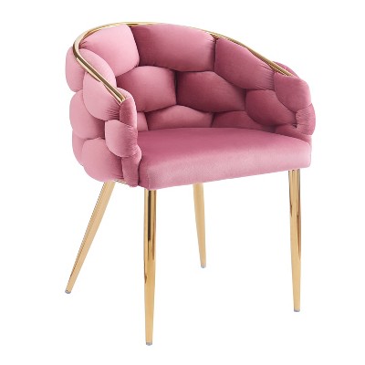 NicBex Velvet Accent Chair,Upholstered Living Room Chairs with Mid-Height Backrest and Gold Legs,Modern Armchair,Accent Chairs for Living Room