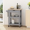 VYNXARIA Kitchen Cart with Open Slat Shelves, Rubberwood Top, and Locking Wheels ¨C Perfect for Small Spaces and Organized Storage - 2 of 4