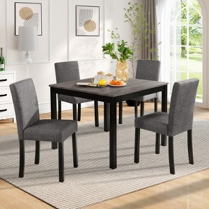 Aukfa 5-Piece Dining Set for 4 with Light Grey & Black Wood Table and 4 Chairs, Kitchen & Dining Room Table Set - 1 of 4