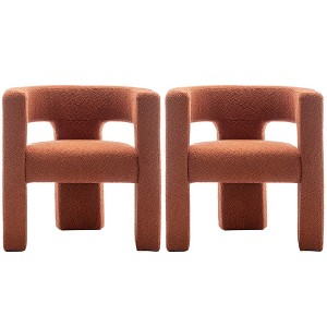 KINWELL 28" Wide Boucle Upholstered Square Armchair (Set of 2) - 1 of 4