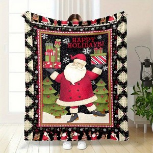 Lomsoe 3D Christmas Santa Claus Print Flannel Blanket - All Seasons Soft and Warm Throw Blanket for Bed, Napping, Camping, Travel, Office - 1 of 4