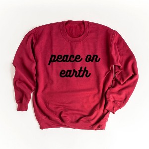 Simply Sage Market Women's Graphic Sweatshirt Peace On Earth Bold Cursive - 1 of 4