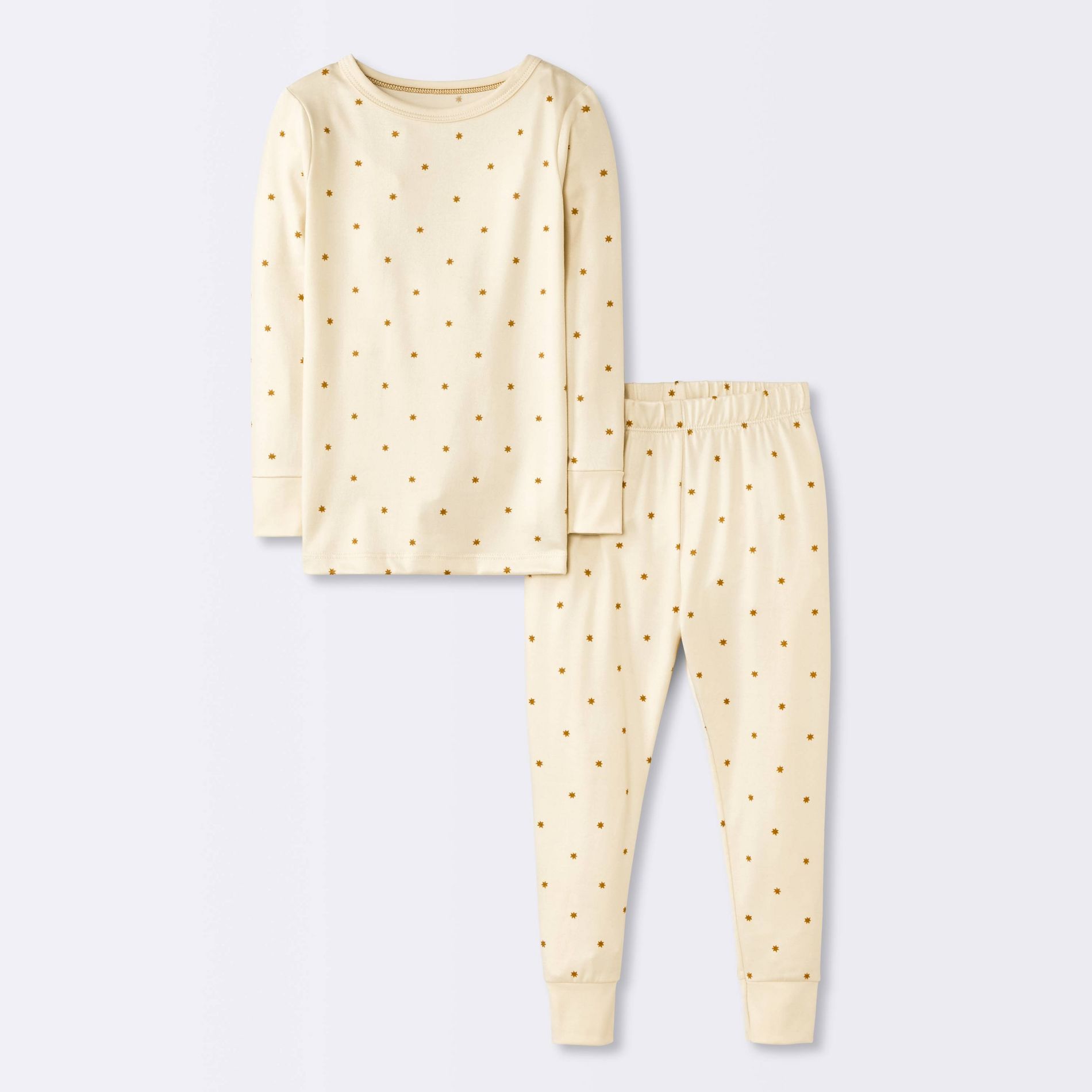Toddler Girls' 2pc Long Sleeve Smooth Jersey Snug Fit Pajama Set - Cloud Island™ Khaki 12M