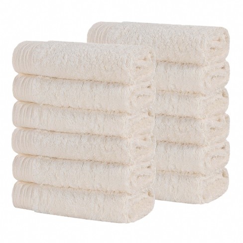 Rayon From Bamboo Cotton Blend Hypoallergenic Solid Face Towel Washcloth Set Of 12 Ivory Blue Nile Mills Target