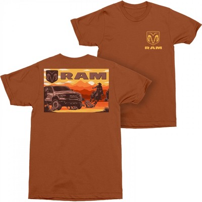 Mens Dodge Ram Riding out West Front and Back Print T-Shirt