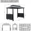 PAGED Aluminum BBQ Outdoor Gazebo Metal Frame with Shelves Serving Tables, Permanent Double Roof Hard top Gazebos - 3 of 4