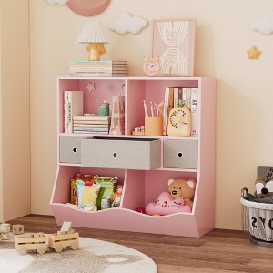 Kids Bookshelf and Bookcase Toy Storage Multi Shelf with Cubby Organizer Cabinet and Drawers for Boys Girls, for Children'S Room, Playroom, Hallway - 1 of 4