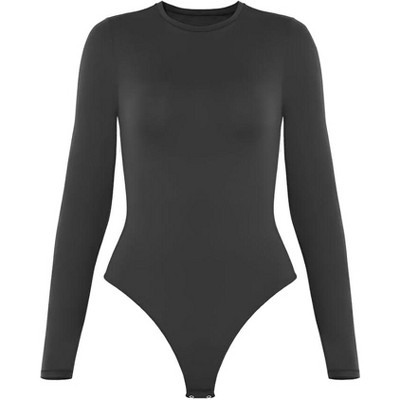 Sol Living Women's Bodysuit Seamless Casual Going Out Top Shirt Breathable Tops Tummy Control Shapewear Stretchy Basic Body Suits T Shirt Crew Neck