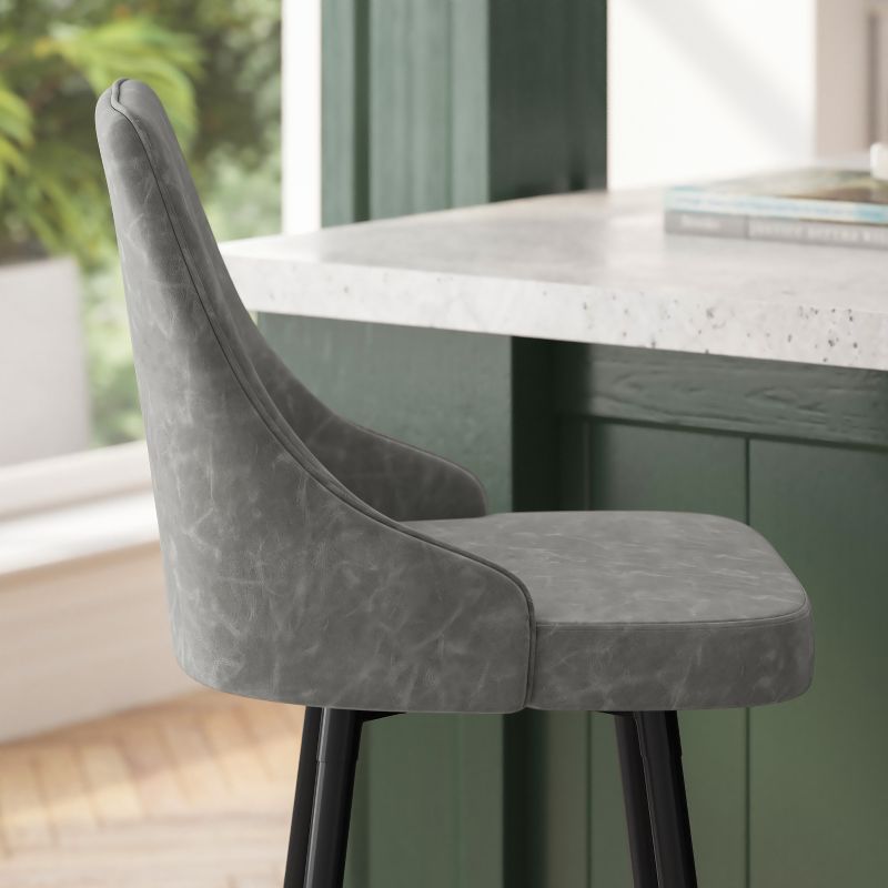 Merrick Lane Modern Upholstered Dining Stools with Chrome Accented Metal Frames and Footrests, 6 of 12
