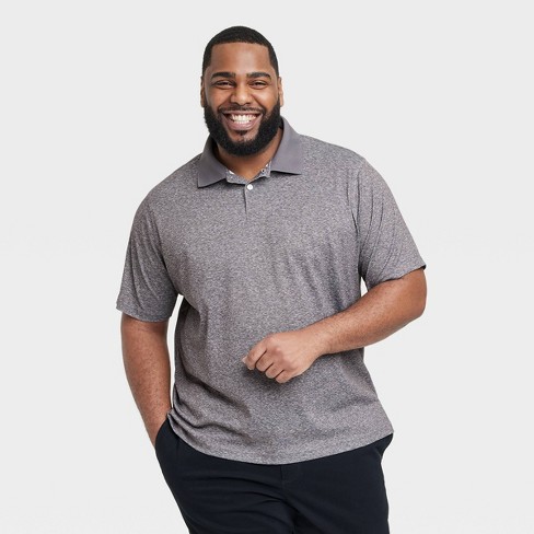 Men's Big & Tall Regular Fit Short Sleeve Polo Shirt - Goodfellow & Co™ Heathered Black 5xlt : Target