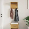 Aghana Digitals Rustic Walnut Solid Pinewood Wall-Mounted Coat Rack with Shelf & 3 Hooks for - 3 of 4