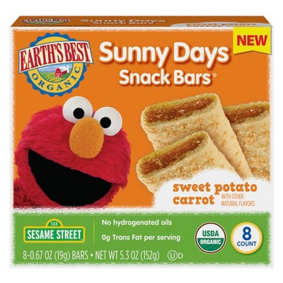 Earth&#39;s Best Organic Sesame Street Sweet Potato Carrot Sunny Days Snack Bars - 7ct/0.67oz Each