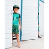 Deux par Deux Boy Printed Swim Trunks Green Jungle on Black - 2 of 4
