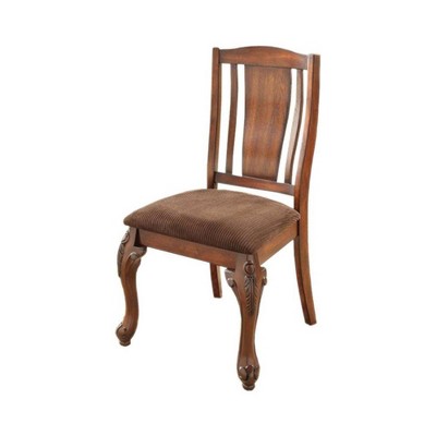 Set of 2 Traditional Side Chairs Brown Cherry - Benzara