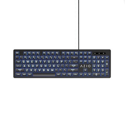 Azio KB512 Vision USB Wired Computer Keyboard for PC, 3-Color Backlight, Black, Size: Full Size