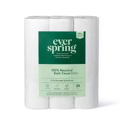 100% Recycled Toilet Paper - 24 Rolls - Everspring™