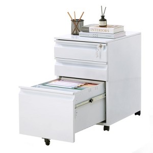Mobile Filing Cabinet 3 Drawer,Under Desk File Cabinet with Lock & Anti-tip Wheel, Metal Rolling Filing Cabinets for Home Office - 1 of 4