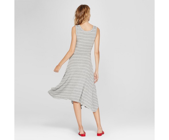 Women's Striped Handkerchief Hem Dress - Spenser Jeremy - Gray/White M