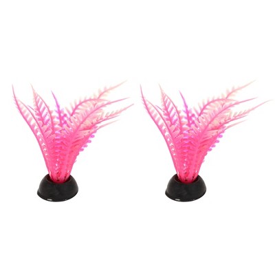 Unique Bargains Aquarium Plastic Plants for Fish Tank Landscape Decoration 2 Pcs
