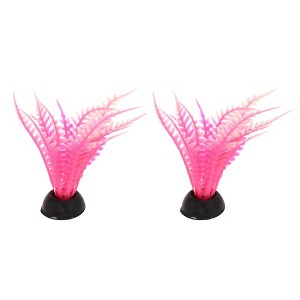 Unique Bargains Aquarium Plastic Plants for Fish Tank Landscape Decoration 2 Pcs - 1 of 4