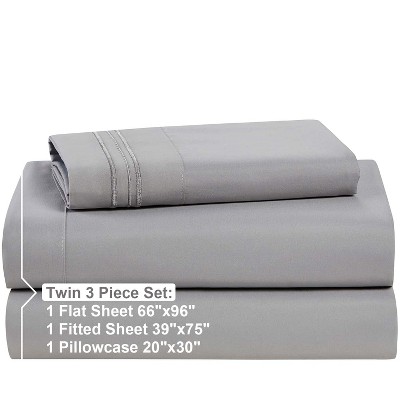 Twin Silver Gray Organic Cotton Microfiber Deep Pocket Sheet Set