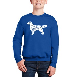 LA Pop Art Golden Retreiver - Boy's Word Art Crewneck Sweatshirt - 1 of 3
