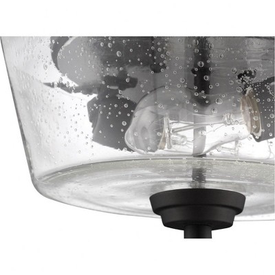 Espresso and Clear Glass Drum Semi-Flush Mount Light