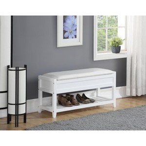 Airsurfer Shoe Storage Bench with Cushioned Seat，Brown - 1 of 4