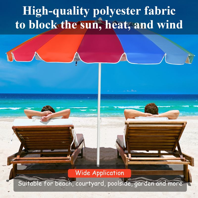 Tangkula 8 FT Patio Beach Umbrella Sun Shelter w/Sand Anchor & Tilt Air Vent for Garden Beach Backyard, 4 of 9