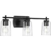 Progress Lighting Adley 3-Light Bath Vanity in Black with Clear Glass Shades - 4 of 4