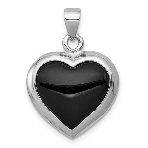 Black Bow Jewelry Sterling Silver, Onyx & Mother of Pearl Reversible Heart Pendant, 17mm - 1 of 4