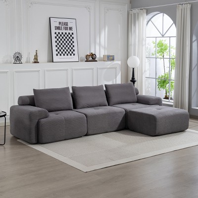 Convertible L-Shaped Sectional Sofa Bed,Corduroy Modular Couch with Memory Foam,No Assembly Required for Living Room or Apartment-Baofuwish