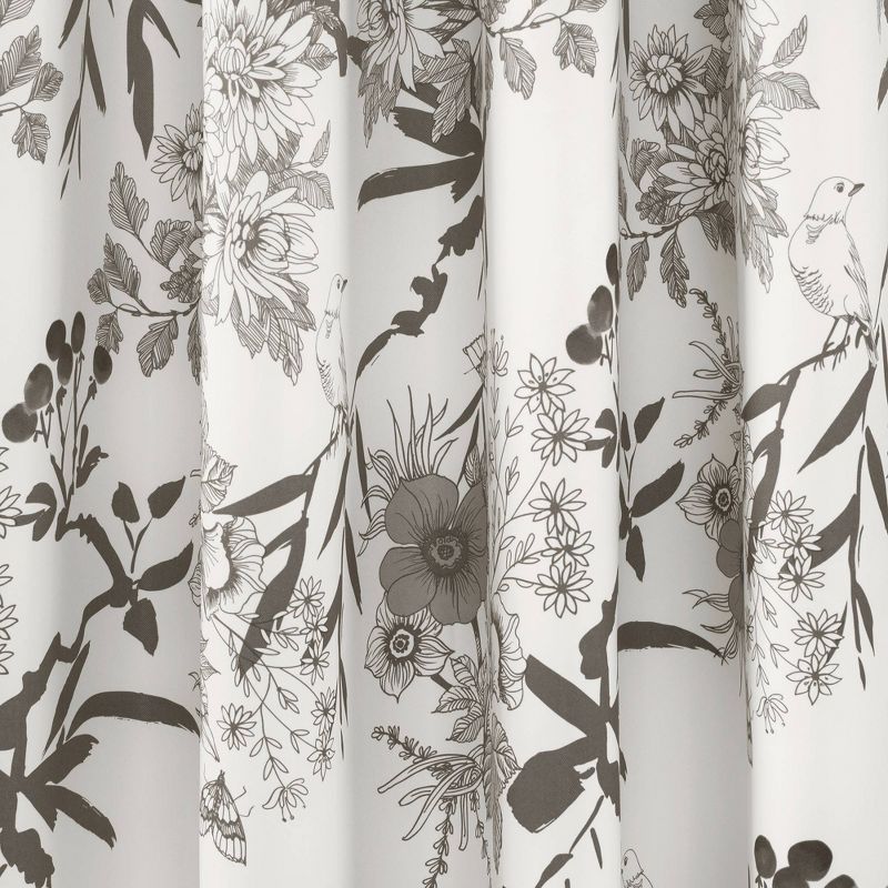 2pk 52&#34;x95&#34; Light Filtering Botanical Garden Curtain Panels Gray/White - Lush D&#233;cor, 5 of 9