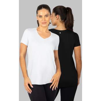 90 Degree By Reflex - Women's 2 Pack V-neck Short Sleeve Top - Heather  Grey/white - X Small : Target