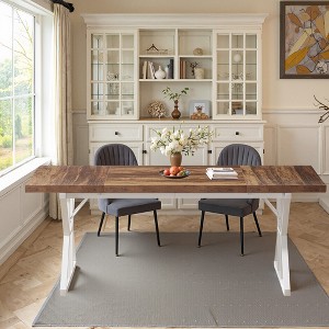 MAYEERTY Wood Dining Table, Farmhouse 70.8" Kitchen Table for 6 People - 1 of 4