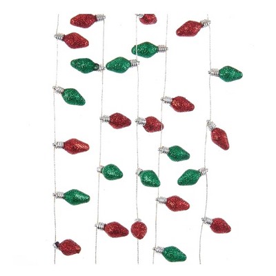 72.0 Inch Glittered Light Bulb Garland Red Green 6 Feet Long Tree Garlands