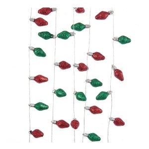 72.0 Inch Glittered Light Bulb Garland Red Green 6 Feet Long Tree Garlands - 1 of 3