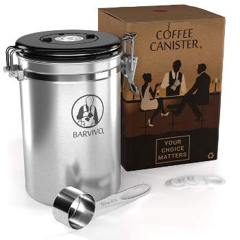 Barvivo Coffee Canister for Ground Coffee & Coffee Beans - Black