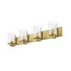 Beckett 4-Light Vanity Light - Dimmable Steel Fixture with Clear Seedy Glass Shades - 3 of 4