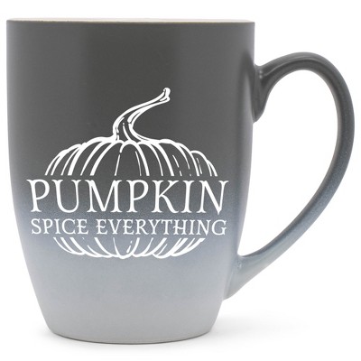 Elanze Designs Pumpkin Spice Everything Two Toned Ombre Matte Gray and White 12 ounce Ceramic Stoneware Coffee Cup Mug