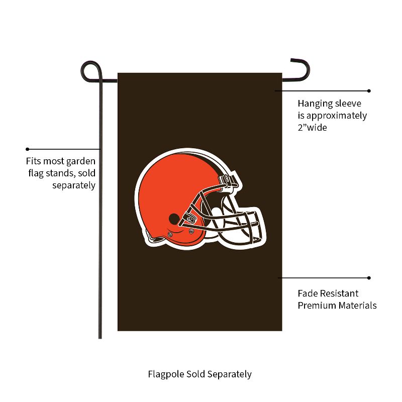 Evergreen Cleveland Browns Garden Applique Flag- 12.5 x 18 Inches Outdoor Sports Decor for Homes and Gardens, 3 of 8