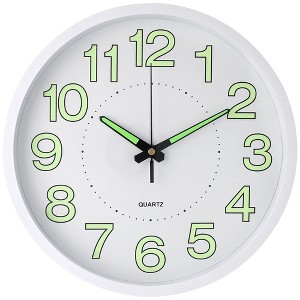 REGALWOVEN Plastic Glow-In-The-Dark Silent Battery Powered Wall Clock 12 x 12 x 1.6 Inches - 1 of 4