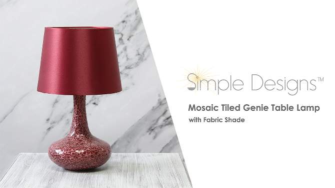  Mosaic Tiled Glass Genie Table Lamp with Fabric Shade - Simple Designs, 2 of 5, play video