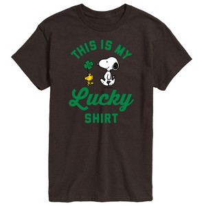 Men's - Peanuts - Snoopy and Woodstock Lucky Shirt St Patrick's Day Short Sleeve Graphic T-Shirt - 1 of 4