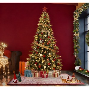 GustoWave  Christmas Tree, Pencil Christmas Tree with 350 Lights-8 Modes,Foldable Metal Stand, PE & PVC Xmas Trees for Front Porch, Party - 1 of 4