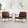 PU Leather Accent Armchair with Metal Armrests, Extra Thick Padded Cushion and Non-Slip Feet - 2 of 4