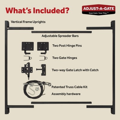 Adjust-A-Gate Black Steel Frame Kit for 36-60" Wide Openings